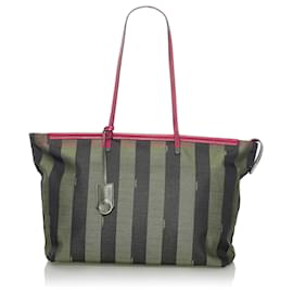 Fendi-Fendi Brown Pequin Tote Bag-Brown,Pink