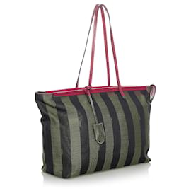 Fendi-Fendi Brown Pequin Tote Bag-Brown,Pink