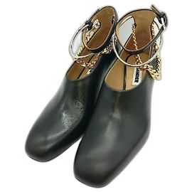 **[Gebraucht] JIL SANDER Square Bangle Chain Pumps / 37 / SCHWARZ // Quadratische Zehen Schwarz