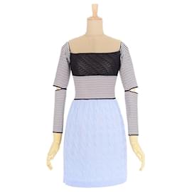 Christian Dior-*[Used] Christian Dior 2014 long sleeve one piece dress ladies french F36 GB8 I40 D34 USA4 (equivalent) black white blue ladies dress-Multiple colors