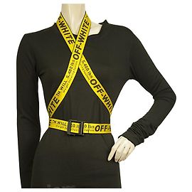 Off White OFF-WHITE Mini Logo Ceinture industrielle en nylon jaune noir avec boucle de sécurité 2mètres de long Jaune