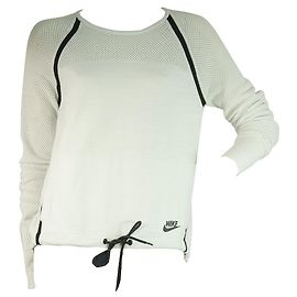 Nike White Perforated Panels Drawstring Front Sudadera Top talla S Blanco