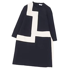 Christian Dior-*[Used] Christian Dior One Piece 2019AW Dress Wool Silk Bicolor Long Sleeve Women's Black/White Size F36 GB8 I40 D34 USA4 (S equivalent)-Black,White