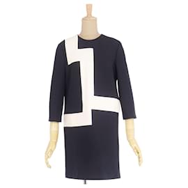 Christian Dior-*[Used] Christian Dior One Piece 2019AW Dress Wool Silk Bicolor Long Sleeve Women's Black/White Size F36 GB8 I40 D34 USA4 (S equivalent)-Black,White