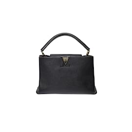 Louis Vuitton-Louis Vuitton Capucines MM Tasche aus schwarzem Taurillon-Leder-Schwarz
