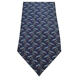 Hermès-gravata hermès nova com etiqueta-Azul marinho