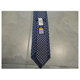 Hermès-gravata hermès nova com etiqueta-Azul marinho