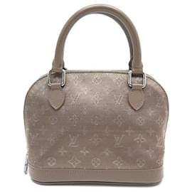 Louis Vuitton-NUEVO BOLSO DE MANO LOUIS VUITTON NANO ALMA EN SATÉN MONOGRAM M92147 Bolso de mano-Gris pardo