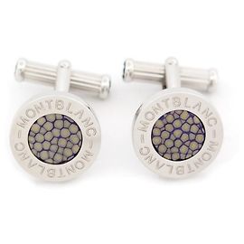 NINE MONTBLANC SILVER METAL CUFFLINKS + NEW CUFFLINKS BOX Silvery