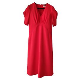 GIVENCHY SMURFS SHORT SLEEVE MIDI FLARED DRESS Coral