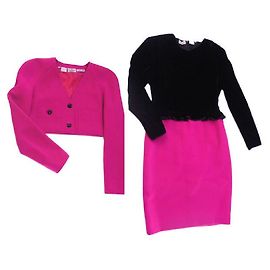 [Occasion] Combinaison de configuration Valentino Veste courte x robe de commutation Velour commutation rose choquant x noir Rose