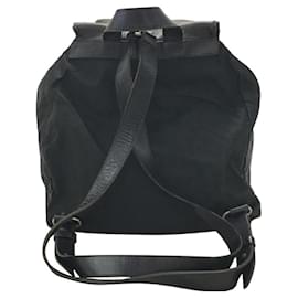 Prada-PRADA Flap leather switching / logo engraving / drawstring / backpack / nylon / BLK-Black