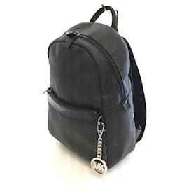 Michael Kors-MICHAEL KORS Backpack / daypack / with charm / PVC / leather switching / GRY / MK logo total pattern-Grey