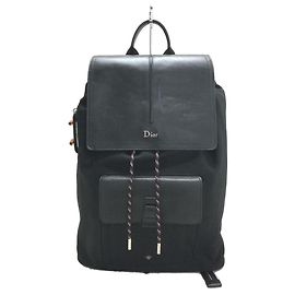 Dior HOMME Backpack / nylon / BLK / leather / skateboard charm included Black