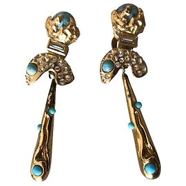 Christian Lacroix Orecchini Argento Blu Gold hardware