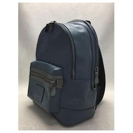 Coach-COACH Signature embossed/ backpack / leather / blue-Blue
