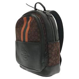 Coach-COACH Backpack / PVC / BRW / Stripe-Brown