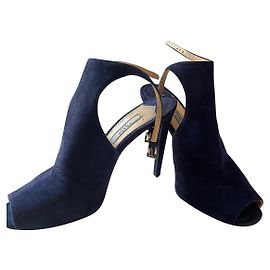 Sandales Prada en daim bleu 37.5 Bleu