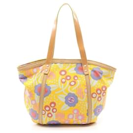 Chanel-Chanel Yellow Canvas Floral Tote Bag-Multiple colors,Yellow