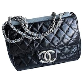 Chanel-Timeless Black Crossbody Flap Bag-Black,Grey