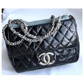 Chanel-Timeless Black Crossbody Flap Bag-Black,Grey