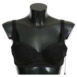 DOLCE & GABBANA Ropa Interior Seda Elástica Negro Encaje Mujer Sujetadores. ESO3 / M Negro
