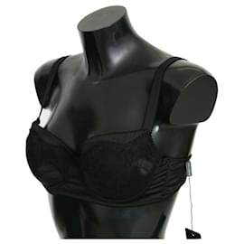 Dolce & Gabbana-DOLCE & GABBANA Ropa Interior Seda Elástica Negro Encaje Mujer Sujetadores. ESO3 / M-Negro