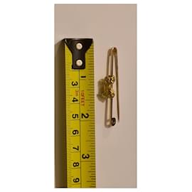 Autre Marque-Gold Pekinese dog bar brooch-Gold hardware