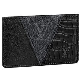 Louis Vuitton LV card holder in exotic leather Black