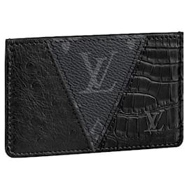 Louis Vuitton-Portacarte LV in pelle esotica-Nero