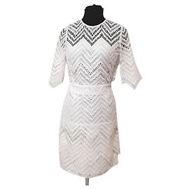 Maje Rosalba Spitzenkleid eggshell Baumwolle Aus weiß