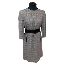 Vestido Claudie Pierlot às riscas cinza de viscose Cinza