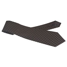 Autre Marque Tie 100% Navy silk with chocolate motifs NEW Brown Navy blue