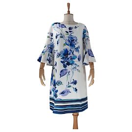 Robe à fleurs Joseph Ribkoff Blanche et Bleue Blanc Bleu Multicolore