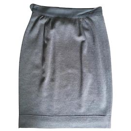 Moschino Couture Grey Wool Skirt with Black Bow Grey
