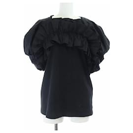 Alexander Mcqueen-*[Used] ALEXANDER MCQUEEN 2017 made short sleeve cut and sewn volume sleeve frill cotton made in Italy 42 M black-Black