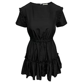 Alice + Olivia-Alice + Olivia Garner Ruffled Mini Dress in Black Modal-Black