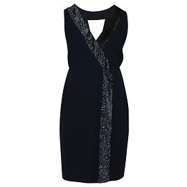 Emporio Armani Beaded Evening Dress in Navy Blue Polyester Blue Navy blue
