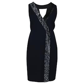 Emporio Armani-Vestido de noche con cuentas de Emporio Armani en poliéster azul marino-Azul,Azul marino