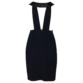 Emporio Armani-Emporio Armani Beaded Evening Dress in Navy Blue Polyester-Blue,Navy blue