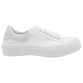 Alexander Mcqueen-Alexander McQueen Deck Lace-up Plimsoll Sneakers in White Cotton-White