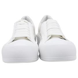 Alexander Mcqueen-Sneakers Alexander McQueen Deck con lacci in cotone bianco-Bianco