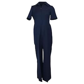 Gucci-Gucci Belted Jumpsuit in Navy Blue Wool-Blue,Navy blue