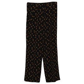 Etro Calça Cropped Estampado em Seda Preta Preto