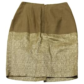 Etro-Etro Dual Tone Tulip Skirt in Gold Silk-Golden