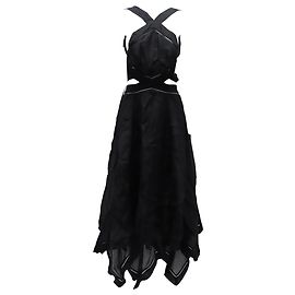 Zimmermann Robe Halter Découpée en Lin Noir Noir