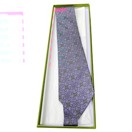 Hermès-Beautiful floral Hermès tie-Navy blue