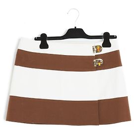 Gucci Bamboo Cotton Skirt Brown Eggshell 40 FR Brown Eggshell