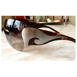 Prada-Seltene Flamme-Sonnenbrille von Prada-Braun,Silber Hardware