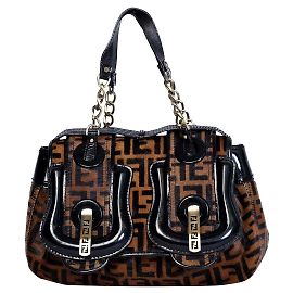 Borsa Fendi Zucca B Monogramma in pelle di vitello marrone Marrone